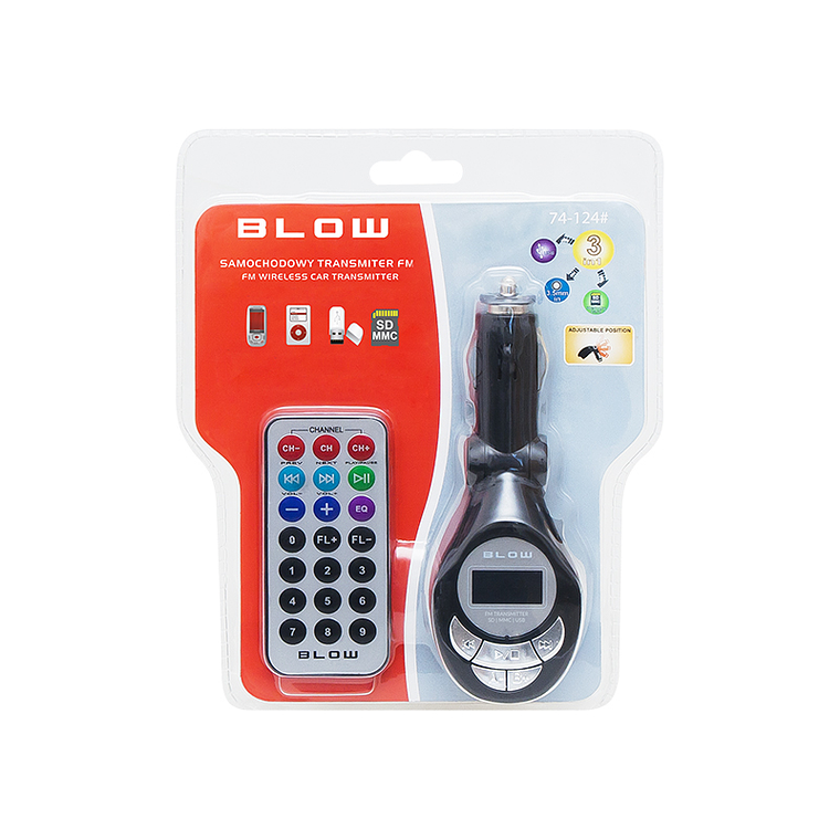 Transmissor FM c/ Comando, SD, USB e Jack 3.5 mm - Blow 3