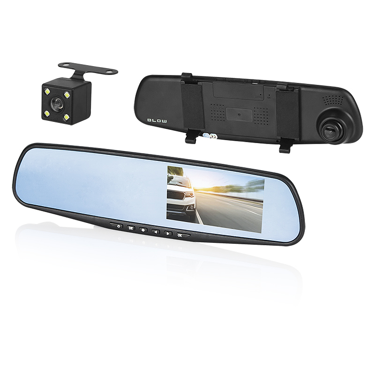 Espelho Retrovisor c/ Dupla Câmara BLACKBOX DVR F600 - Blow 1
