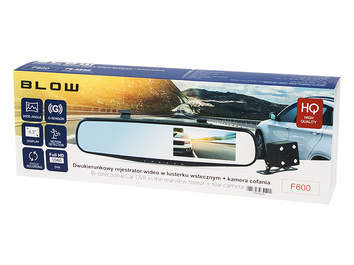 Espelho Retrovisor c/ Dupla Câmara BLACKBOX DVR F600 - Blow 3