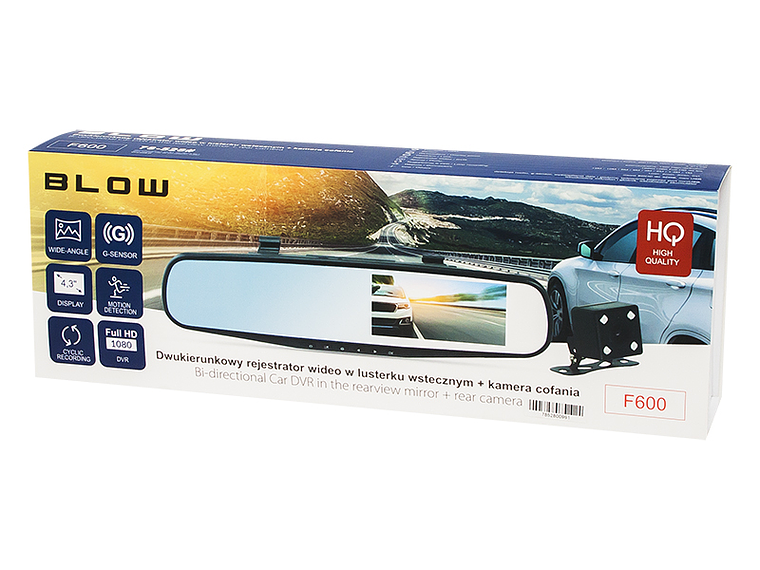 Espelho Retrovisor c/ Dupla Câmara BLACKBOX DVR F600 - Blow 3
