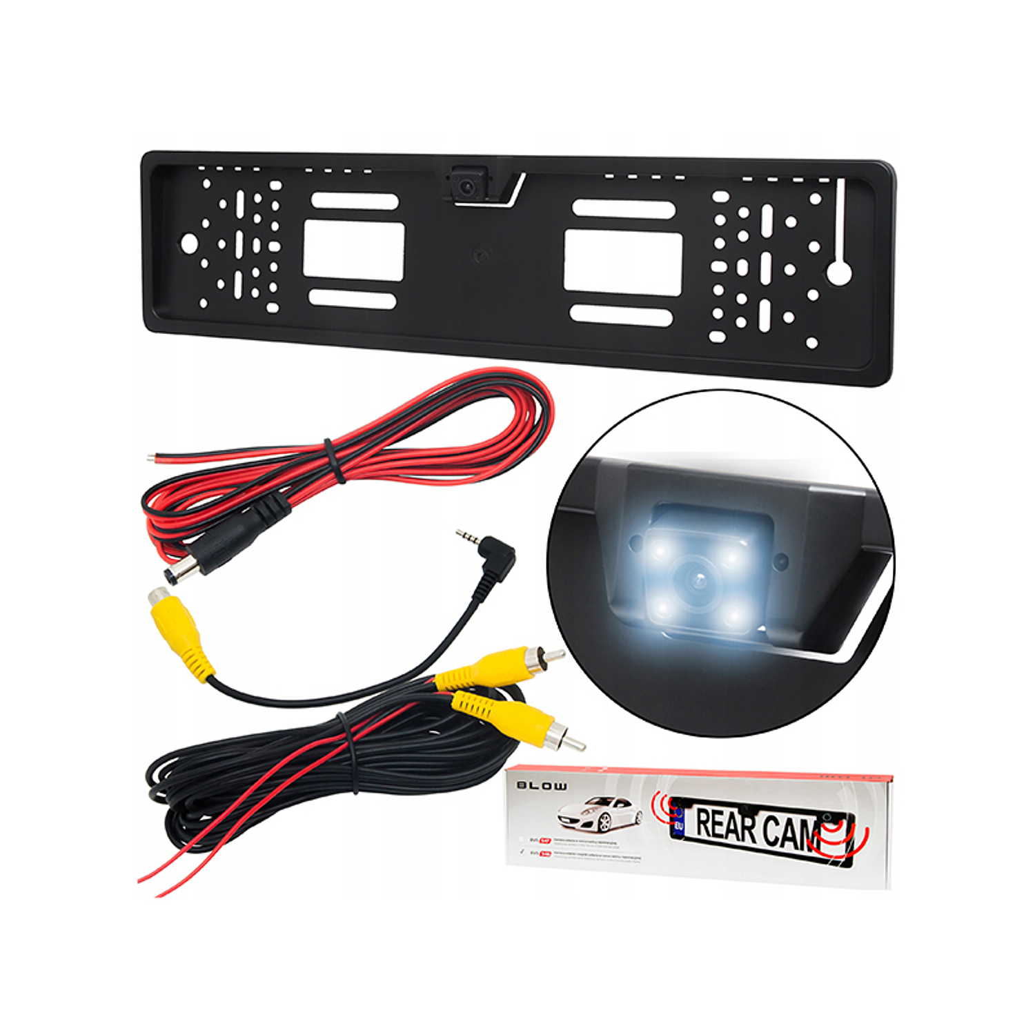 Soporte de Placa con Cámara LED Trasera (Negro) - BVS-547 1