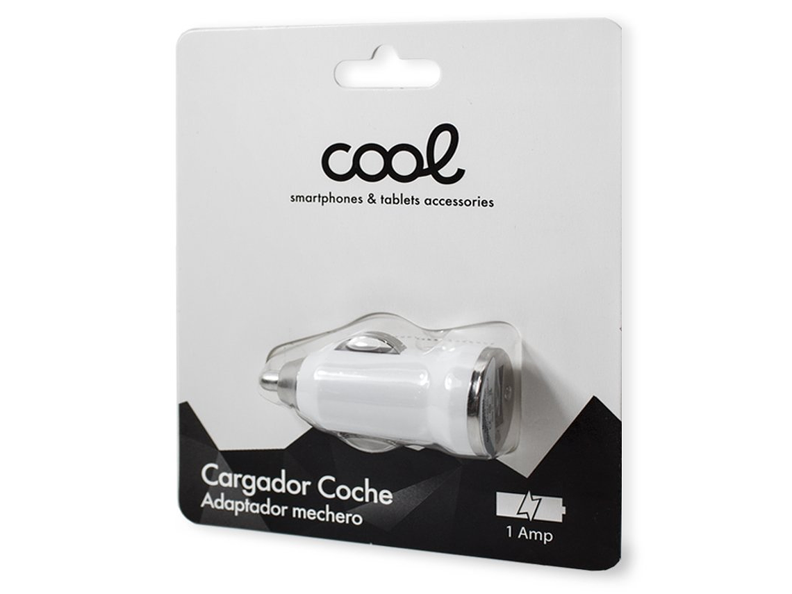 USB Car Charger 1 Amp. (White) Cool 3