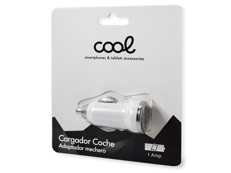 USB Car Charger 1 Amp. (White) Cool 3