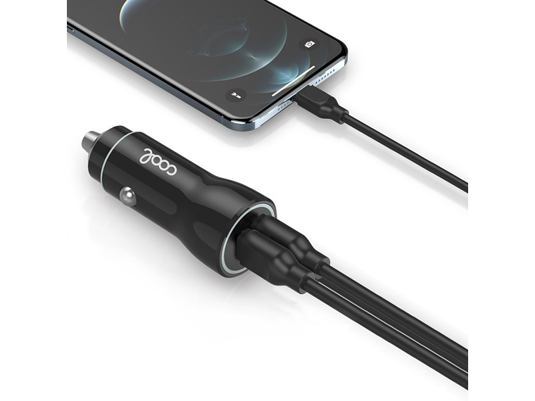 Cargador de Coche para iPhone/iPad 2x USB (Negro) 2