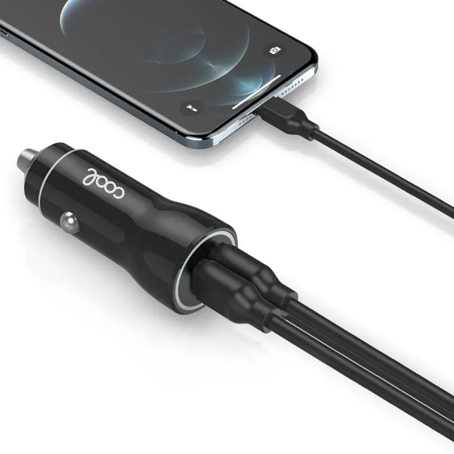 Cargador de Coche para iPhone/iPad 2x USB (Negro) 2