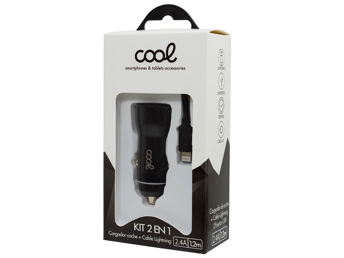Cargador de Coche para iPhone/iPad 2x USB (Negro) 3