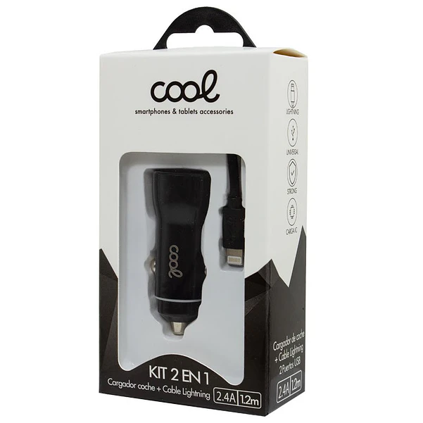 Cargador de Coche para iPhone/iPad 2x USB (Negro) 3