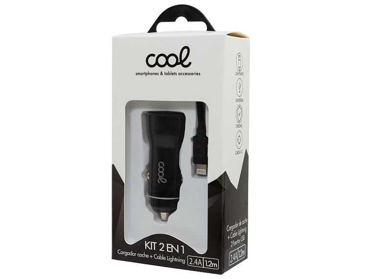 Cargador de Coche para iPhone/iPad 2x USB (Negro) 3