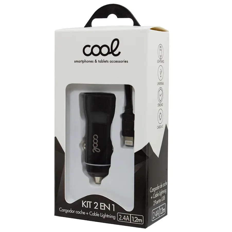 Cargador de Coche para iPhone/iPad 2x USB (Negro) 3