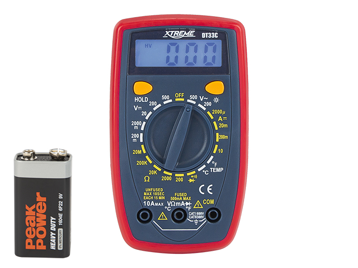 Multímetro Digital 500V c/ Sonda de Temperatura DT33C UNI-T 1