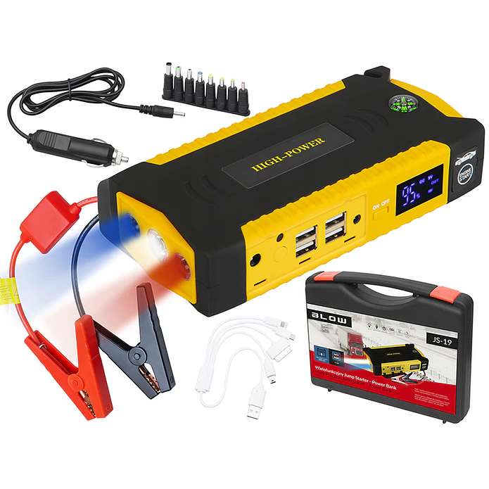 Automotive Battery Jump Starter (16 Amp.) w/ 4 USB, Emergency LEDs, Cigarette Lighter Plug - (JS-19) - BLOW 1