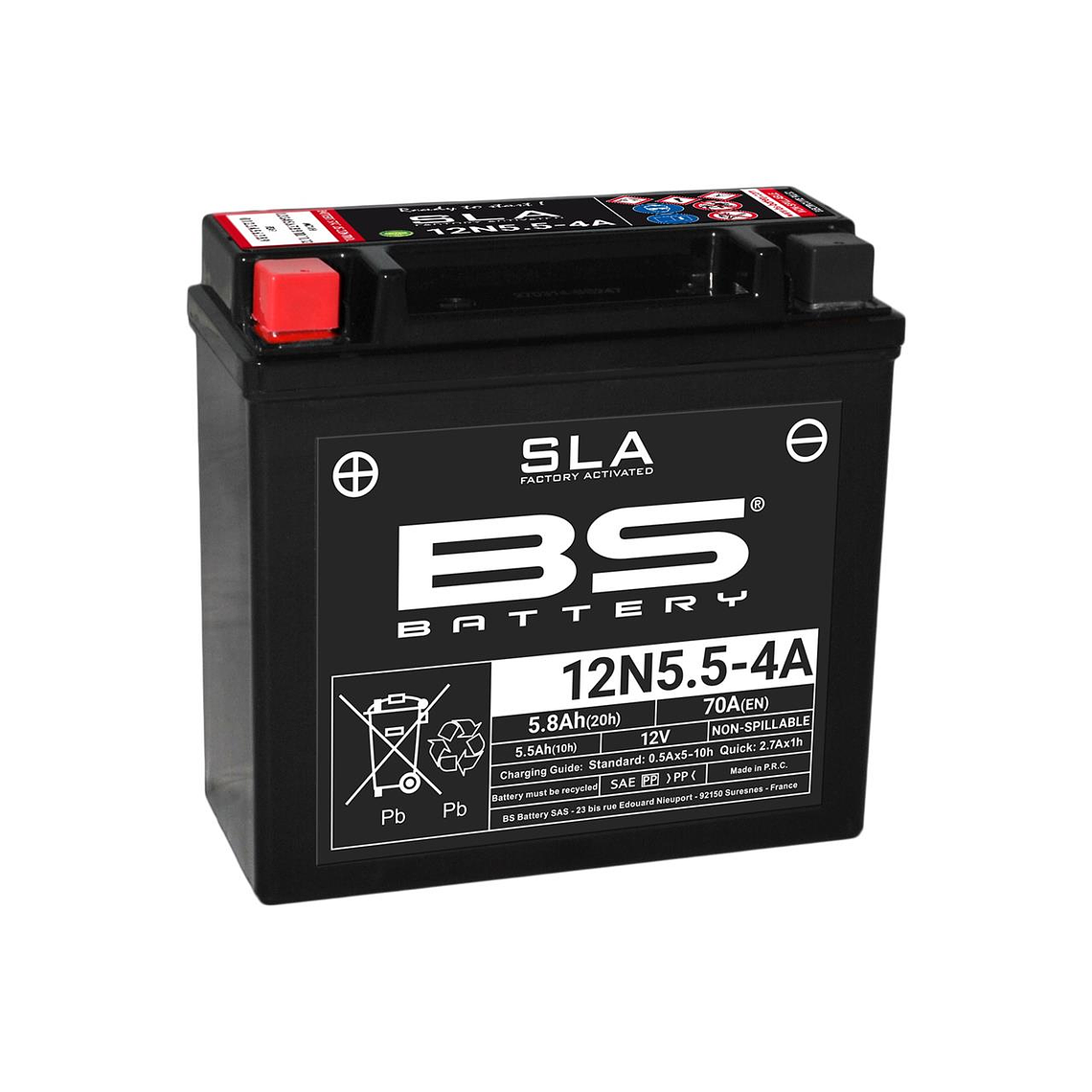 Bateria 12V 5,8Ah 12N5.5-4A - BS Battery 1