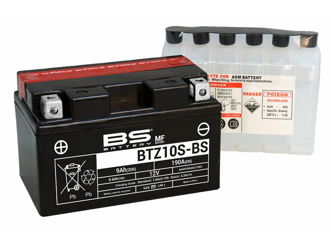 12V 8.6Ah BTZ10S-BS Battery - Yamaha MT 07 MT 09 MT 10 - BS Battery 1