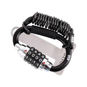 Candado con mosquetón para asegurar el casco.