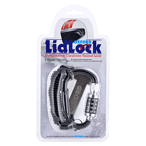 Candado con mosquetón para asegurar el casco.