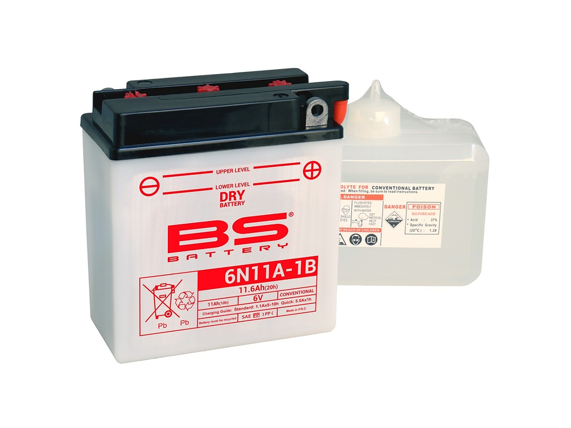  Bateria 6V 11Ah para Mota - BS Battery 6N11A-1B 1