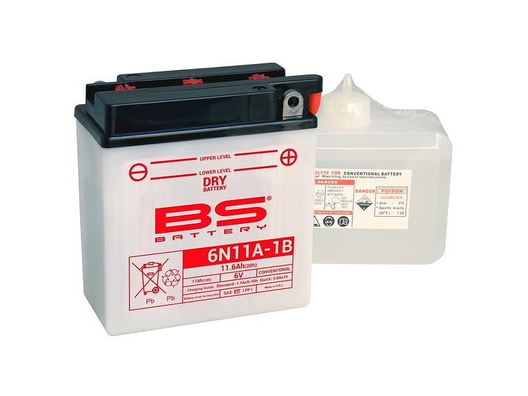  Bateria 6V 11Ah para Mota - BS Battery 6N11A-1B 1