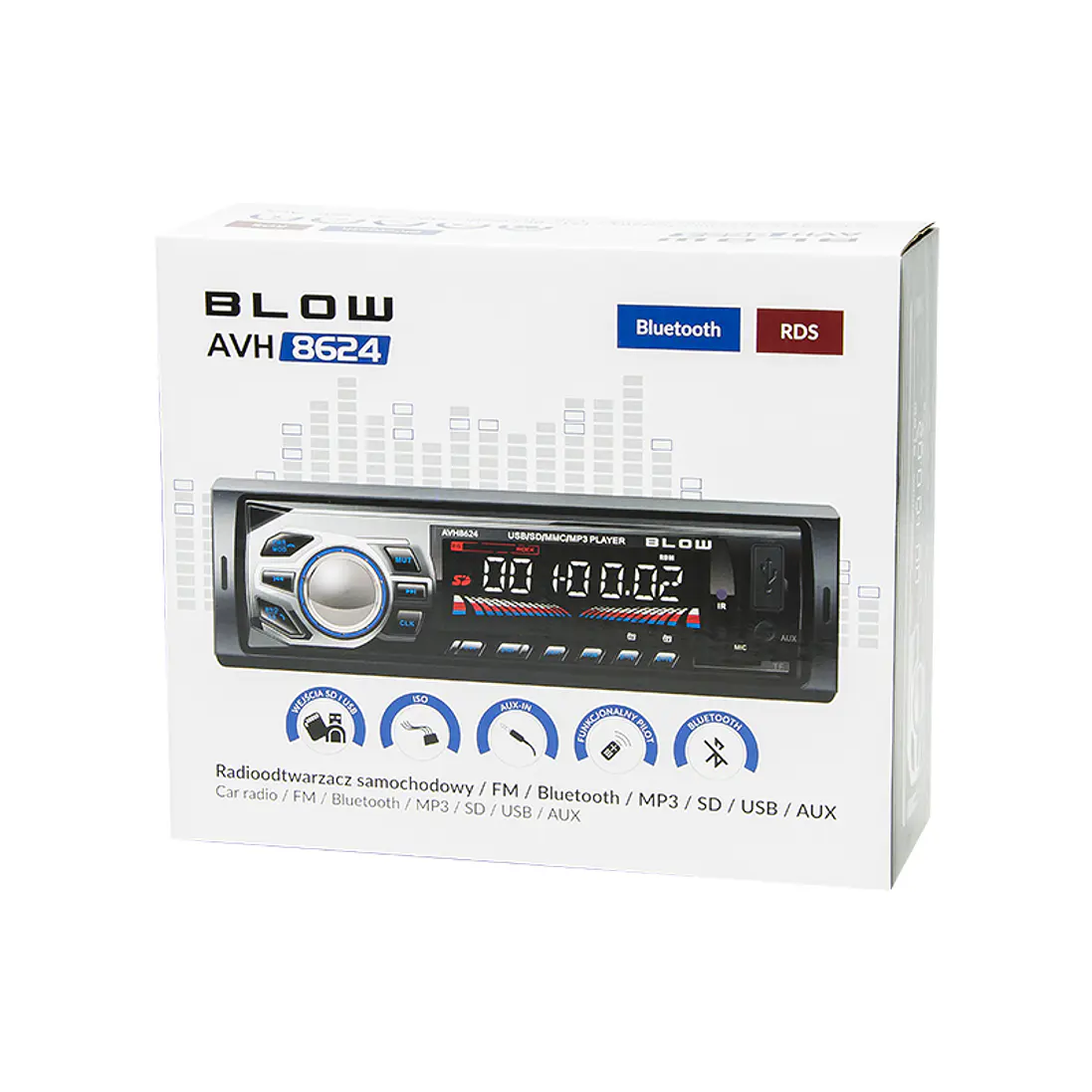 RDS MP3 4x45W car radio with FM/MMC/SD/USB/AUX/BLUETOOTH + Remote Control - AVH-8624 4