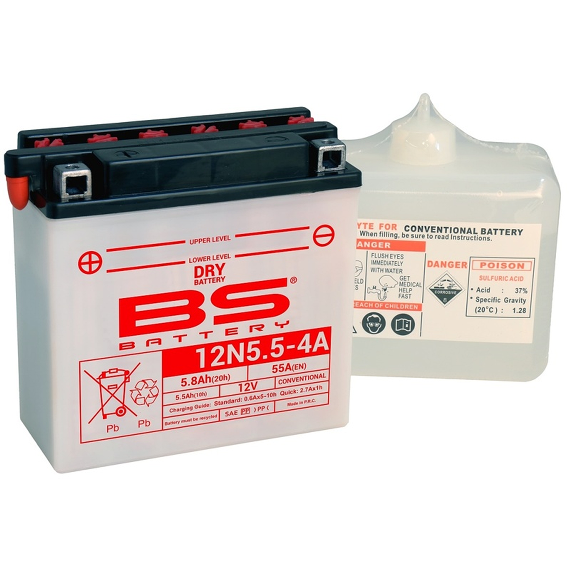 Bateria 12V 5,8Ah 12N5.5-4A - BS Battery 1