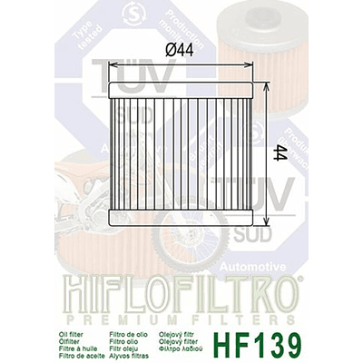 Filtro Óleo Hiflofiltro HF139