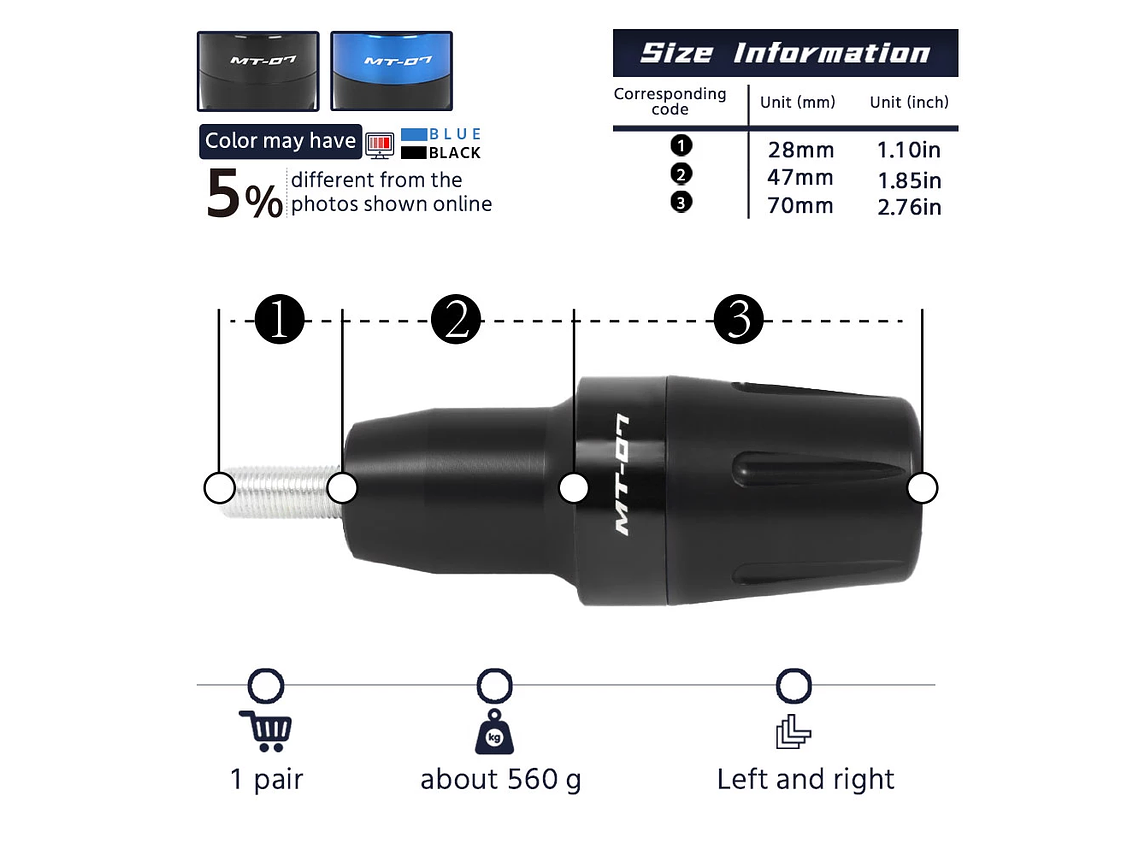 Sliders Yamaha MT 07 Black 4