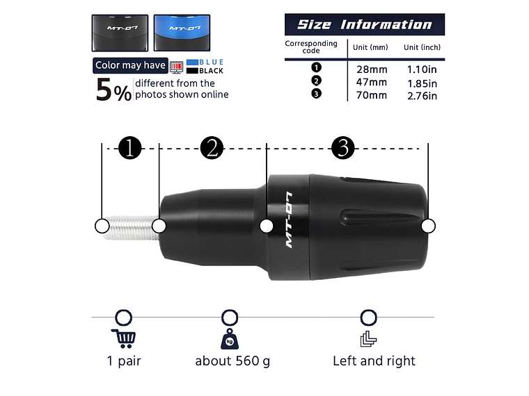 Sliders Yamaha MT 07 Black 4
