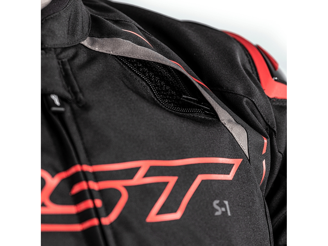 Casaco RST S-1 Preto e Vermelho Motociclista 2