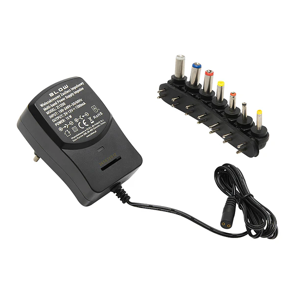 Alimentador Universal AC/DC 3/4,5/6/7,5/9/12V 1200mA - BLOW 1