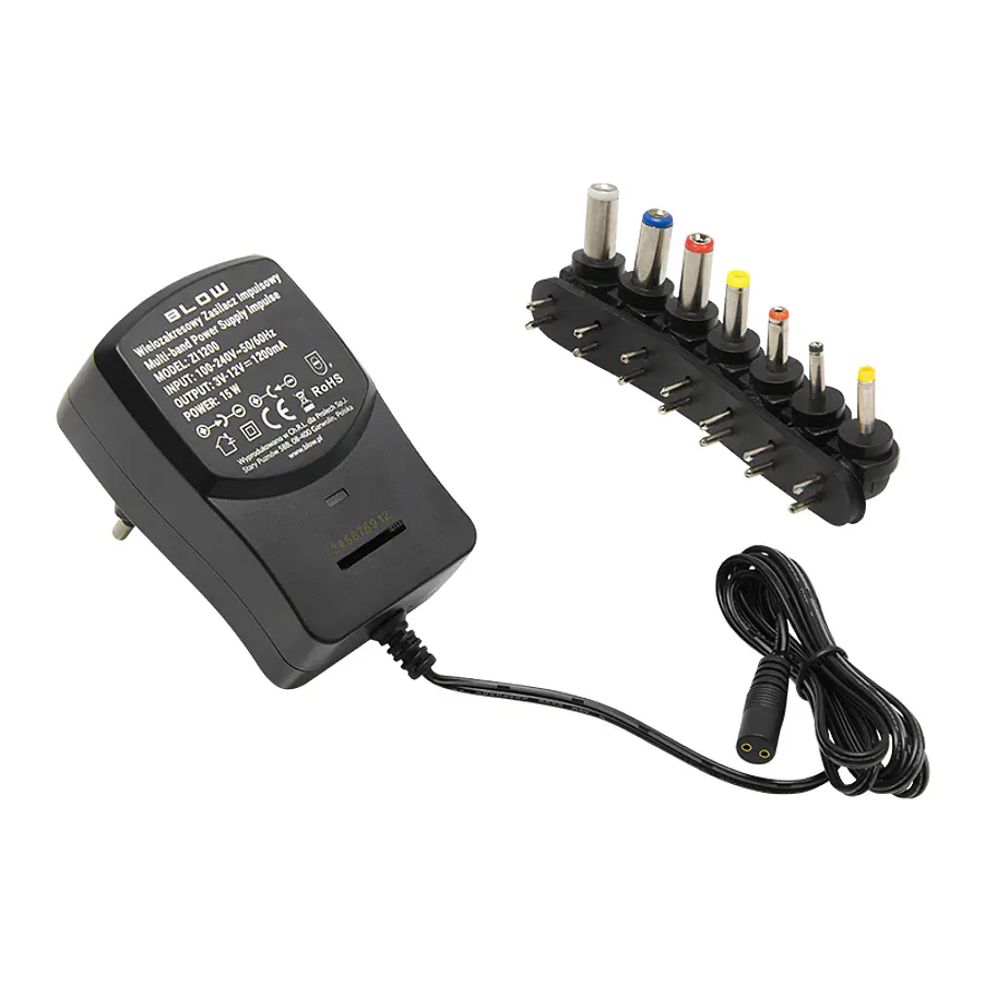Alimentador Universal AC/DC 3/4,5/6/7,5/9/12V 1200mA - BLOW 1