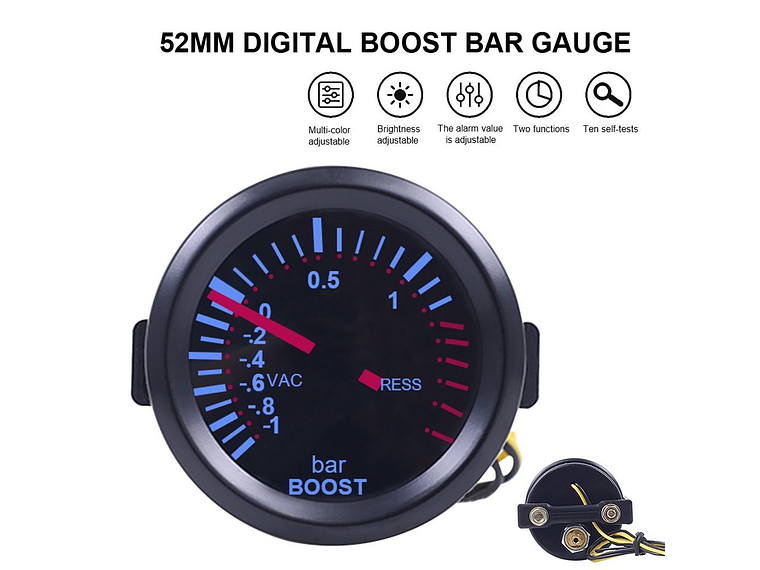 Manómetro Pressão Turbo 2 Bar (Preto) 3