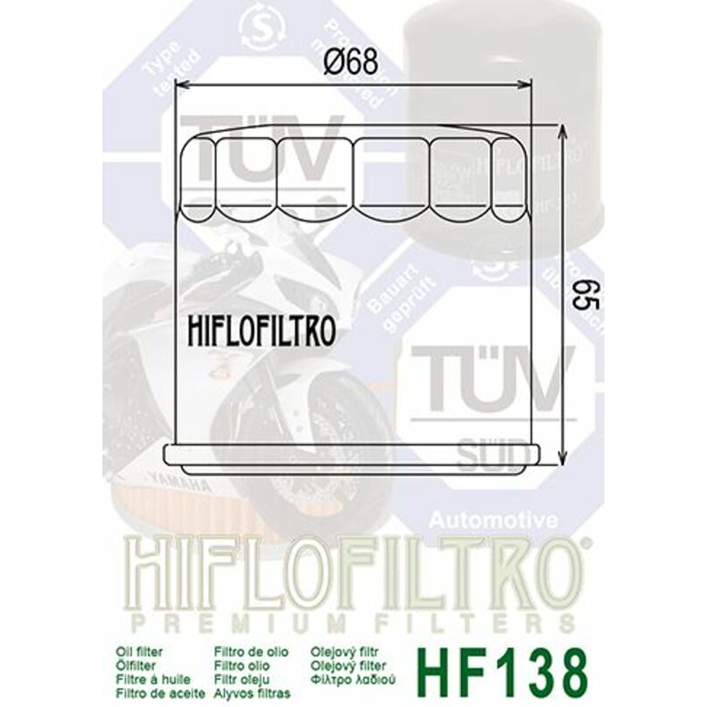 Filtro de Óleo Hiflofiltro HF138
