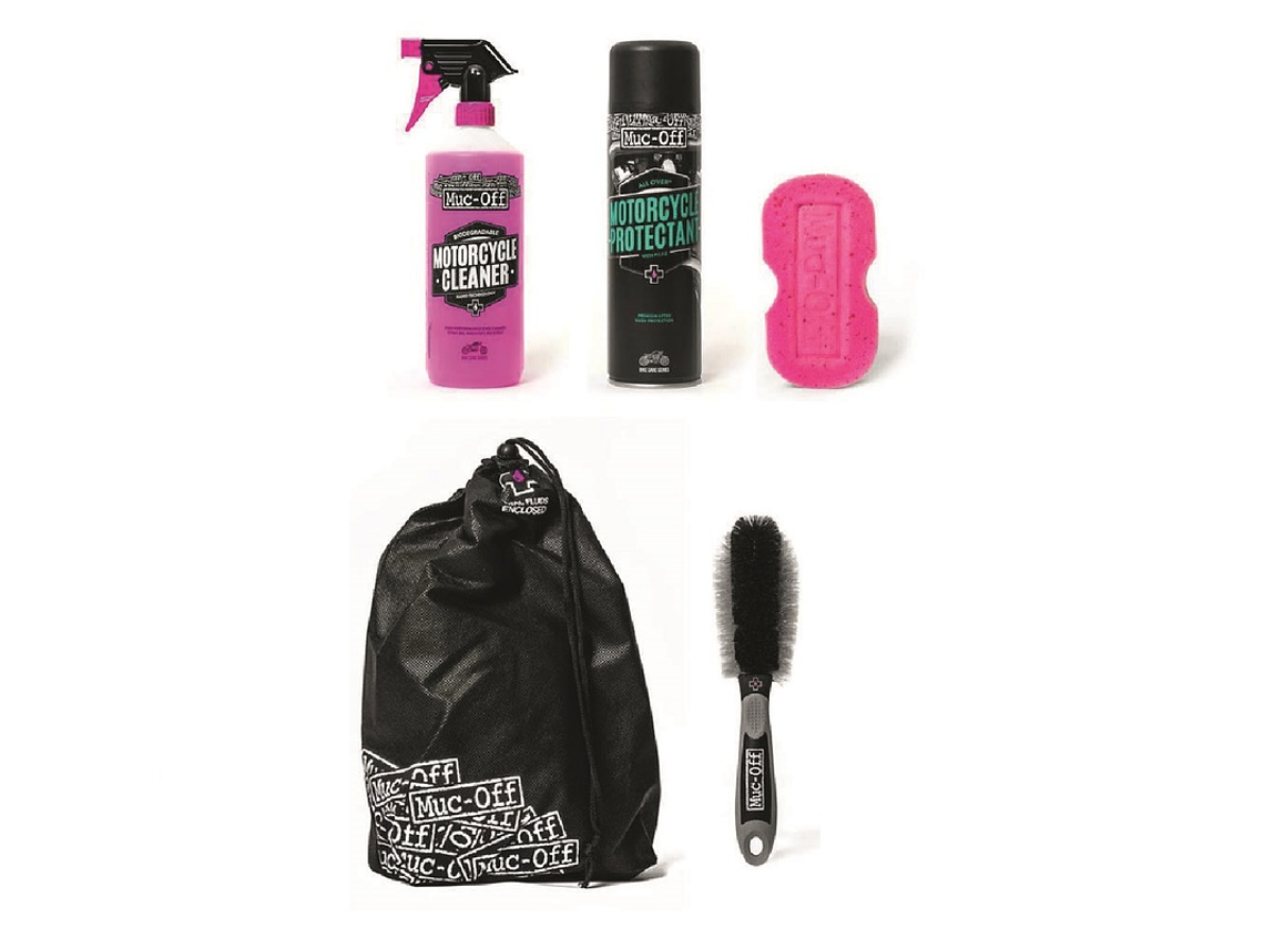 Kit Completo Cuidado Mota (Protectant + Cleaner + Esponja + Escova) Muc-Off Motorcycle Essentials 2