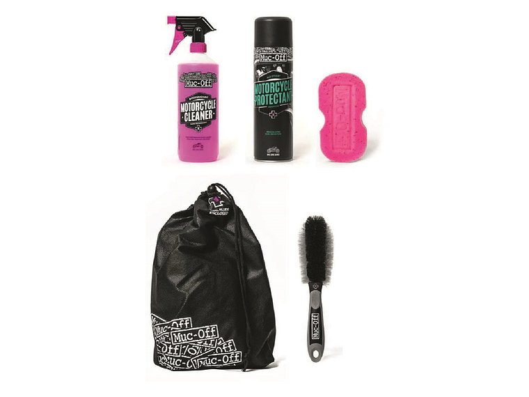 Kit Completo Cuidado Mota (Protectant + Cleaner + Esponja + Escova) Muc-Off Motorcycle Essentials 2