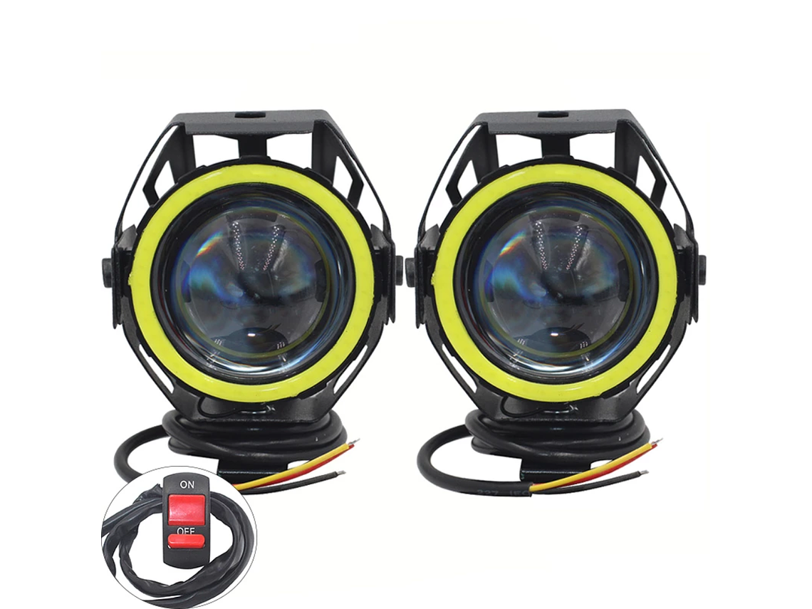 Faróis Auxiliares para Mota Angel Eyes c/ Interruptor 1