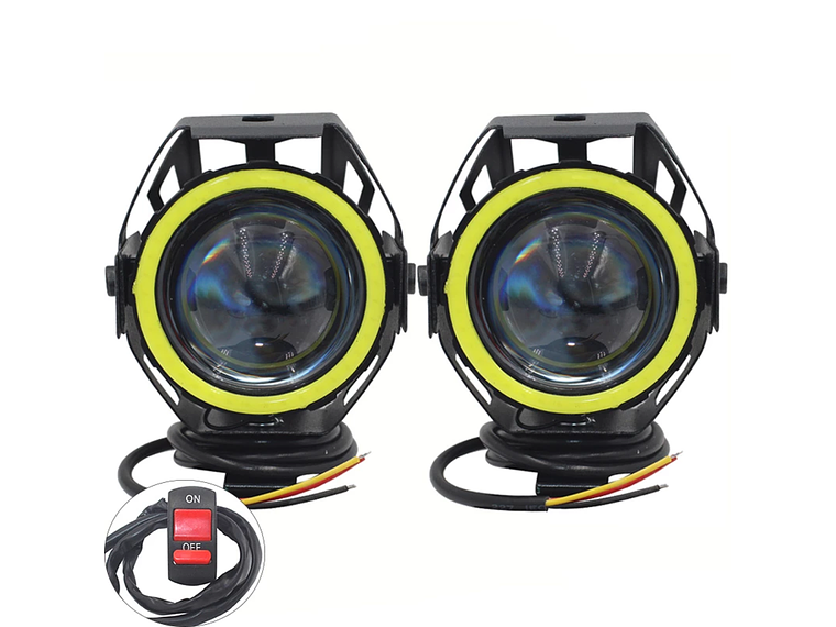 Faróis Auxiliares para Mota Angel Eyes c/ Interruptor 1