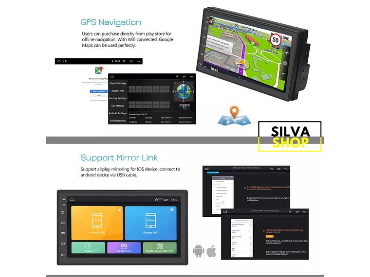 Autorrádio 2DIN Android 9.1 7