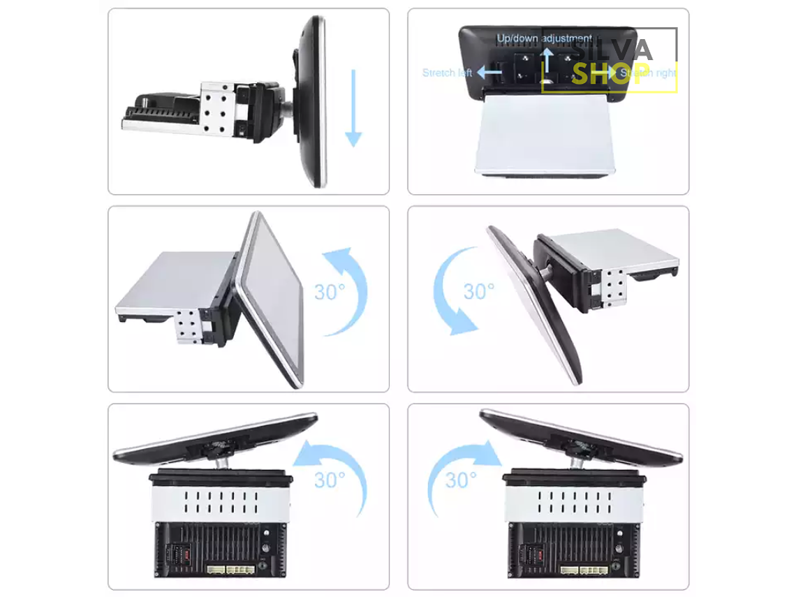 Autorrádio 1DIN Rotativo 180º 10 Polegadas Android - GPS WIFI 2GB 32GB 4