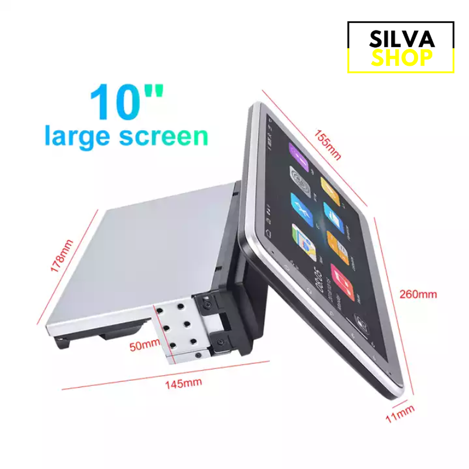 Autorrádio 1DIN Rotativo 180º 10 Polegadas Android - GPS WIFI 2GB 32GB 5