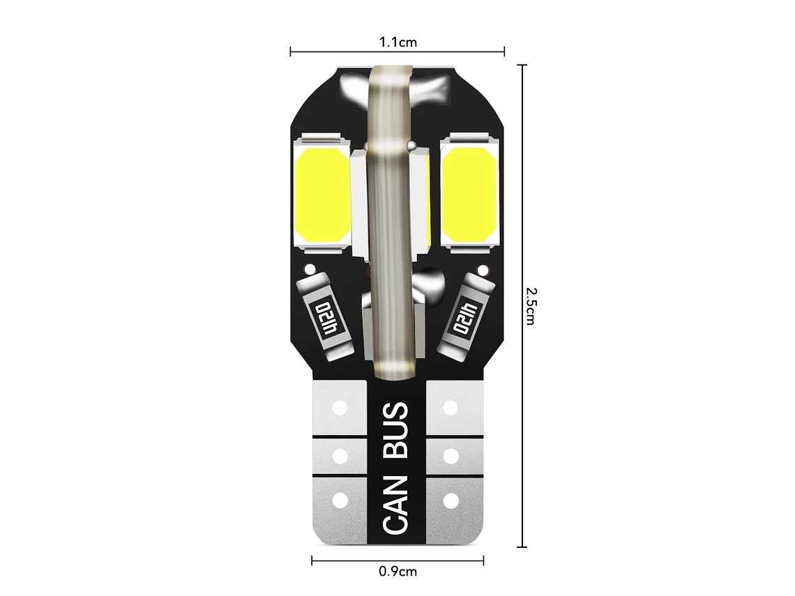 Lâmpada W5W T10 LED Canbus Cor Branca 5