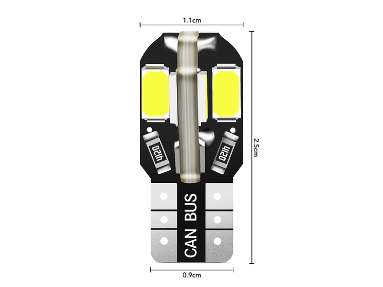 Lâmpada W5W T10 LED Canbus Cor Branca 5