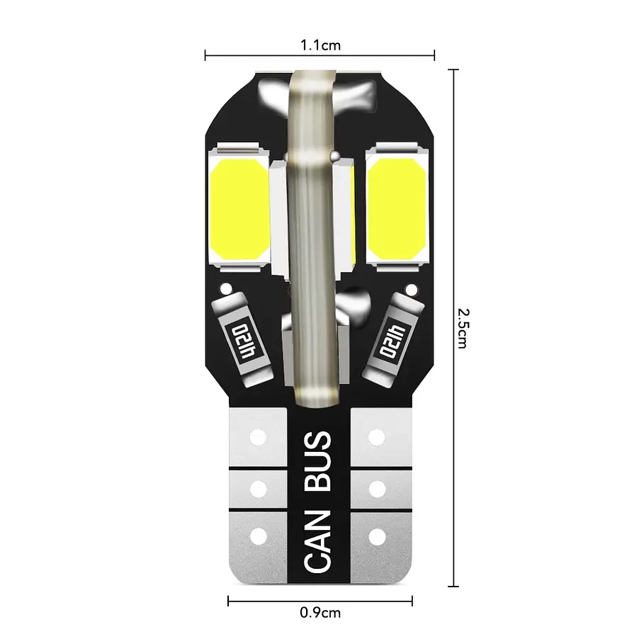 Lâmpada W5W T10 LED Canbus Cor Branca 5