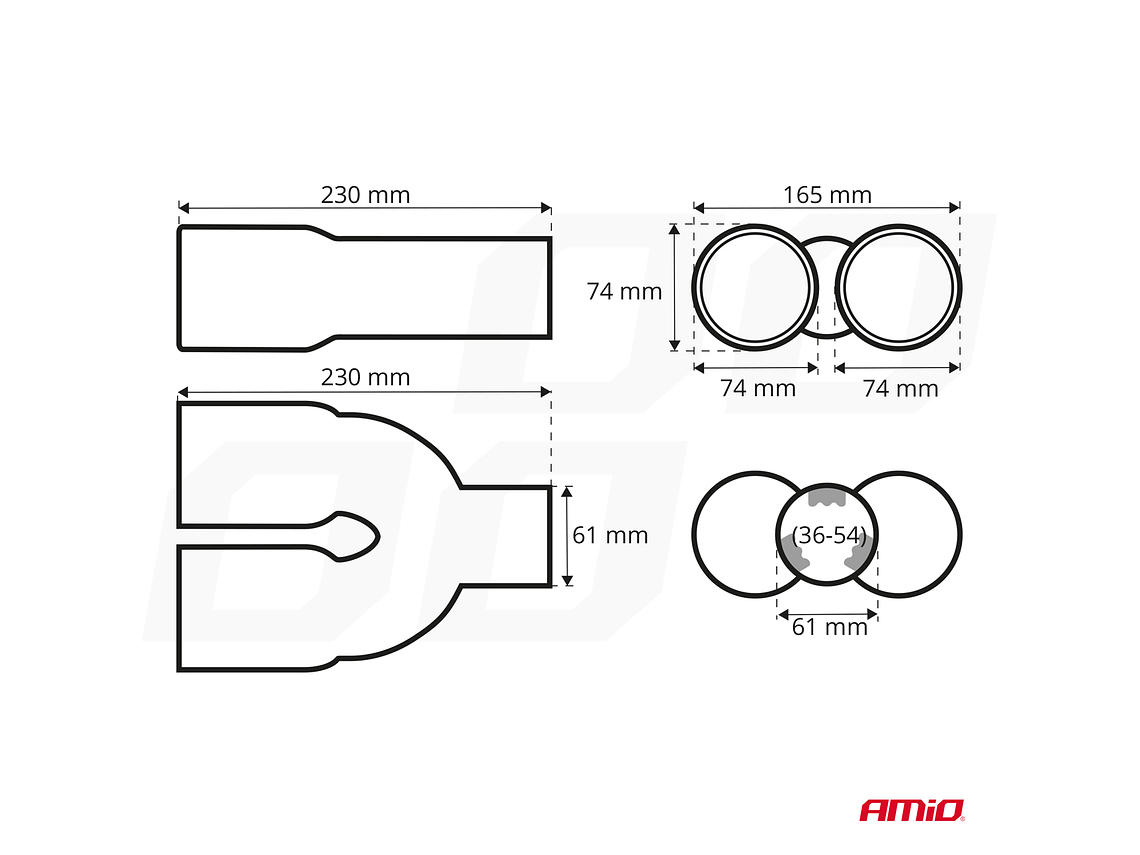 Ponteira Dupla Cromada em Inox - AMiO 5