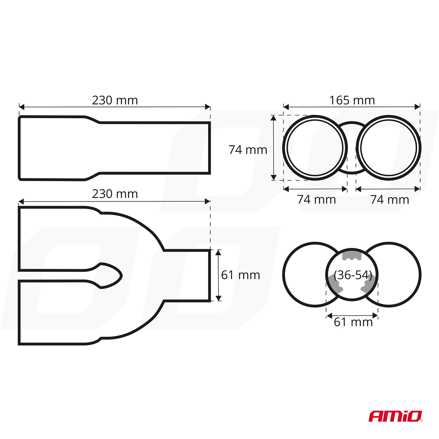 Ponteira Dupla Cromada em Inox - AMiO 5