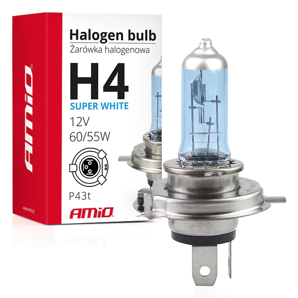 Lâmpada H4 Halogéneo Super Branca 60/55W 12V - AMiO 01269 1