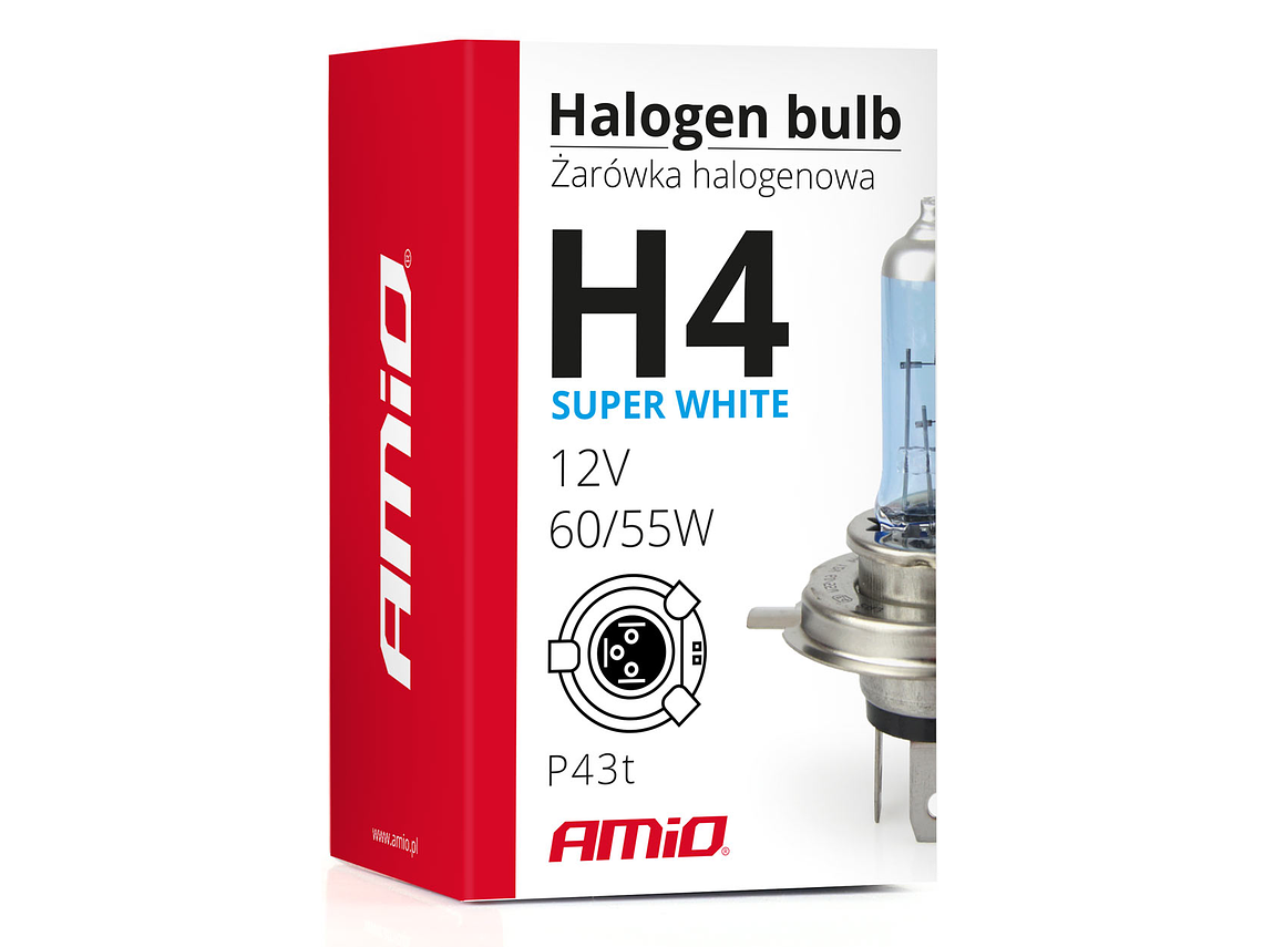 Lâmpada H4 Halogéneo Super Branca 60/55W 12V - AMiO 01269 4
