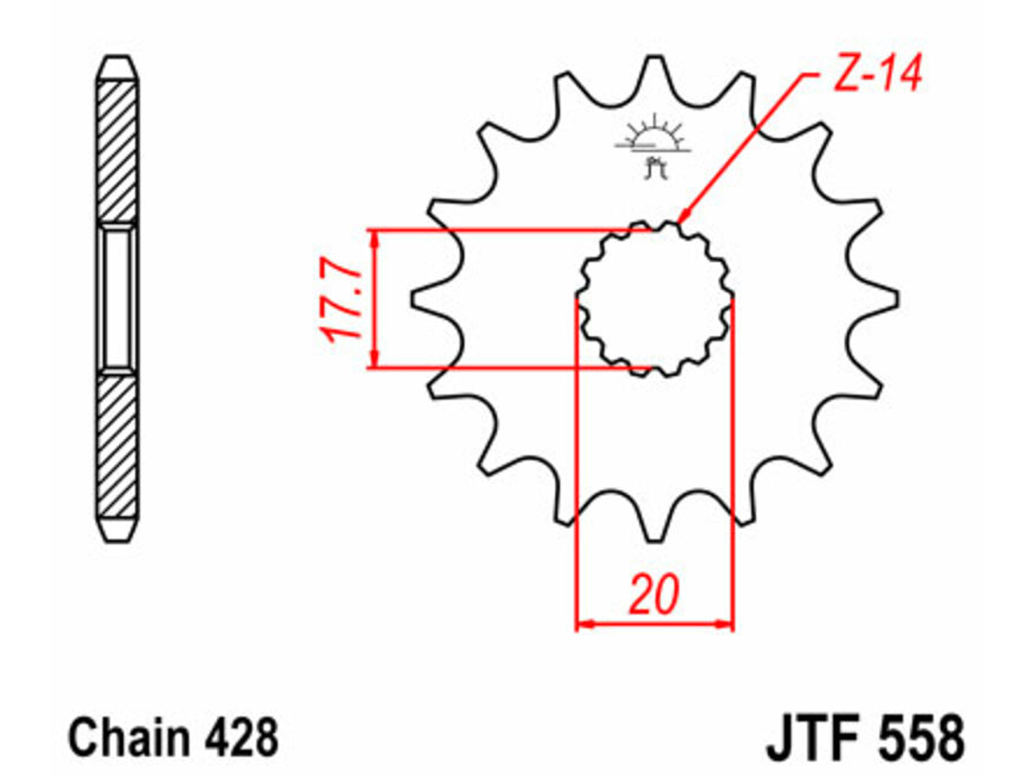 Pinhão de Ataque 16 Dentes Aço DTR 125 JT 558  2