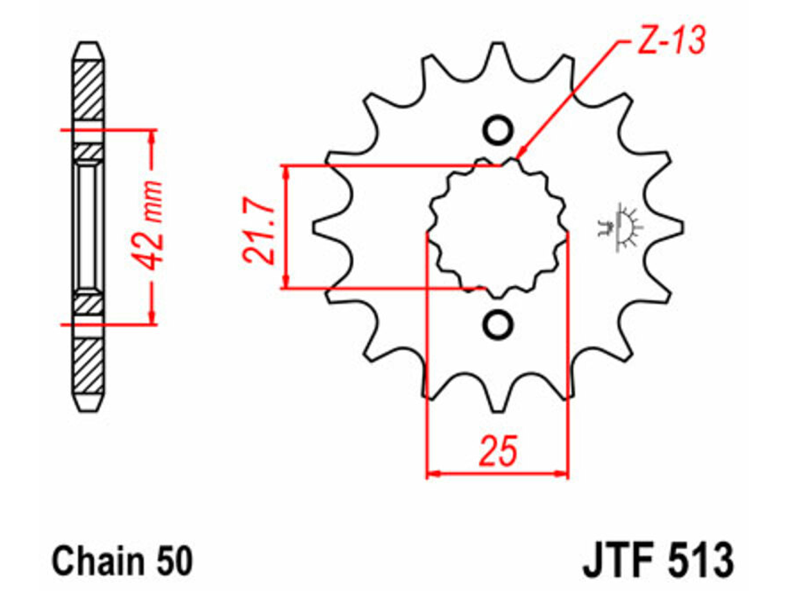 Pinhão de Ataque 16 Dentes Aço JT 513 2