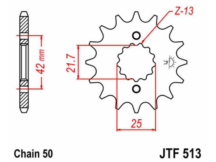 Pinhão de Ataque 16 Dentes Aço JT 513 2