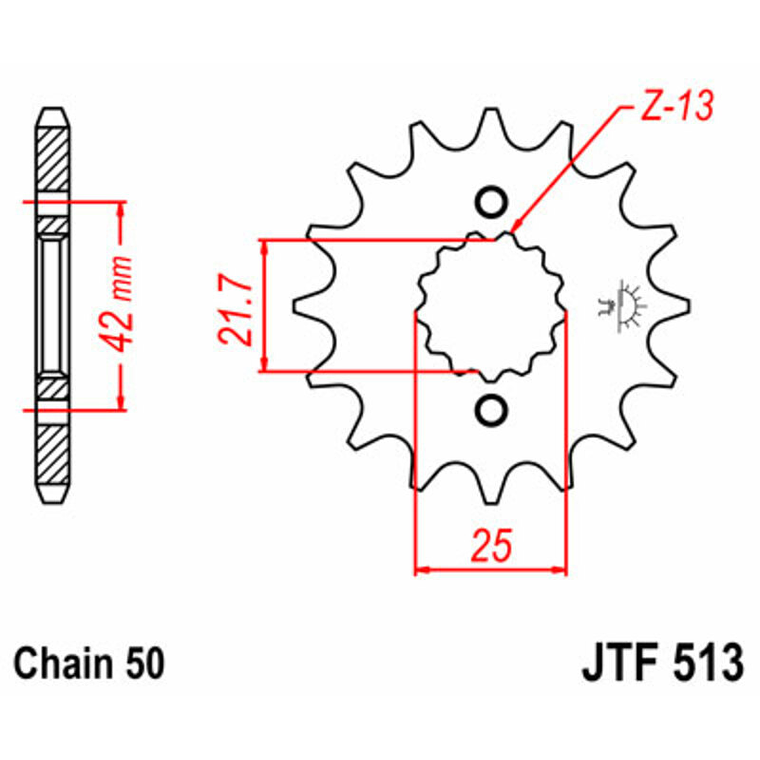 Pinhão de Ataque 16 Dentes Aço JT 513 2