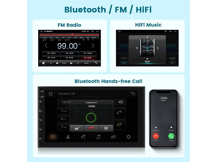 Autorrádio 2DIN Android 11 Universal 2GB 32GB - WIFI Bluetooth GPS 5